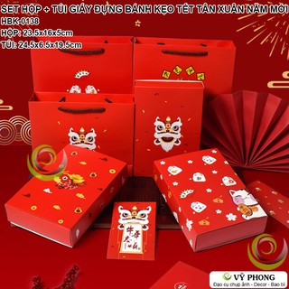 SET HỘP + TÚI GIẤY ĐỰNG BÁNH KẸO QUÀ TẾT TRUNG THU NĂM MỚI MỪNG XUÂN TÂN NIÊN HBK-0138