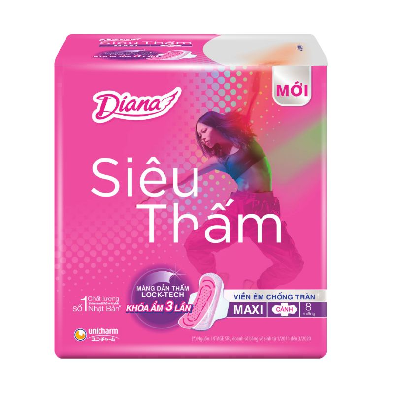 Combo 2 gói băng vệ sinh Diana siêu thấm Maxi 8 miếng loại dày