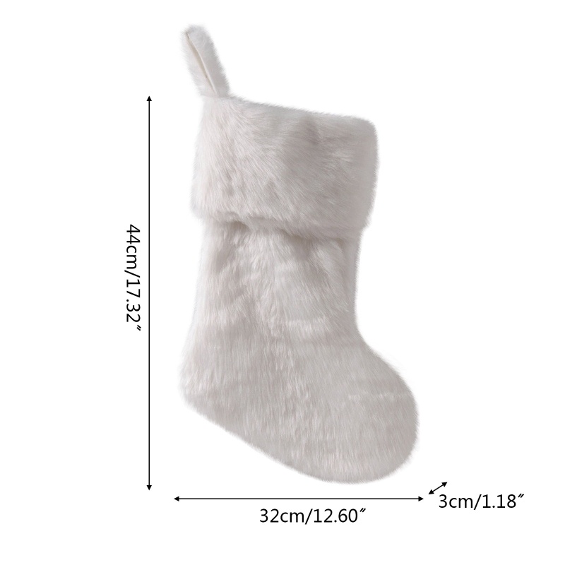 Vớ Lông Màu Trắng Treo Trang Trí Giáng Sinh