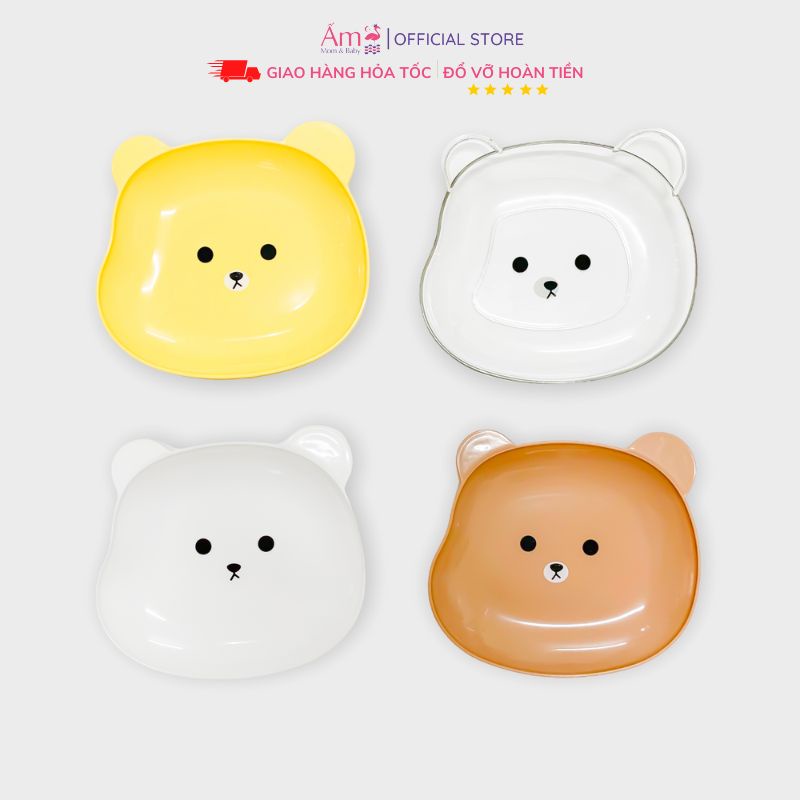 Đĩa Ăn Dặm Cho Bé Hình Gấu Đáng Yêu Ấm Baby Khay Đựng Chất Liệu Nhựa PP5 An Toàn Ấm Gift Decor