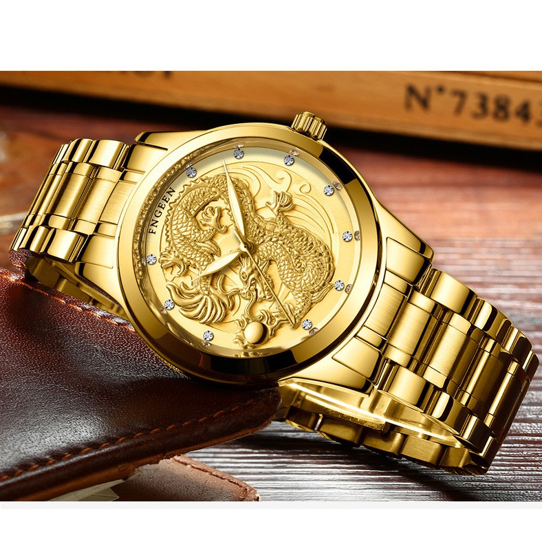 (FULL BOX) Đồng Hồ Nam FNGEEN Mặt Rồng 3D Phiên Bản Doanh Nhân Dây Thép Không Gỉ Cao Cấp | BigBuy360 - bigbuy360.vn