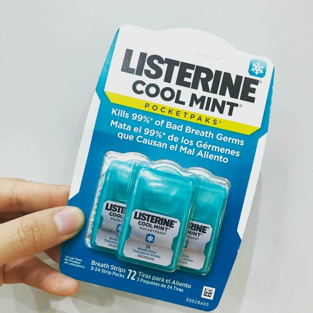 Miếng ngậm thơm miệng Listerine Pocketpaks – Loại 3 vỉ X 24 miếng