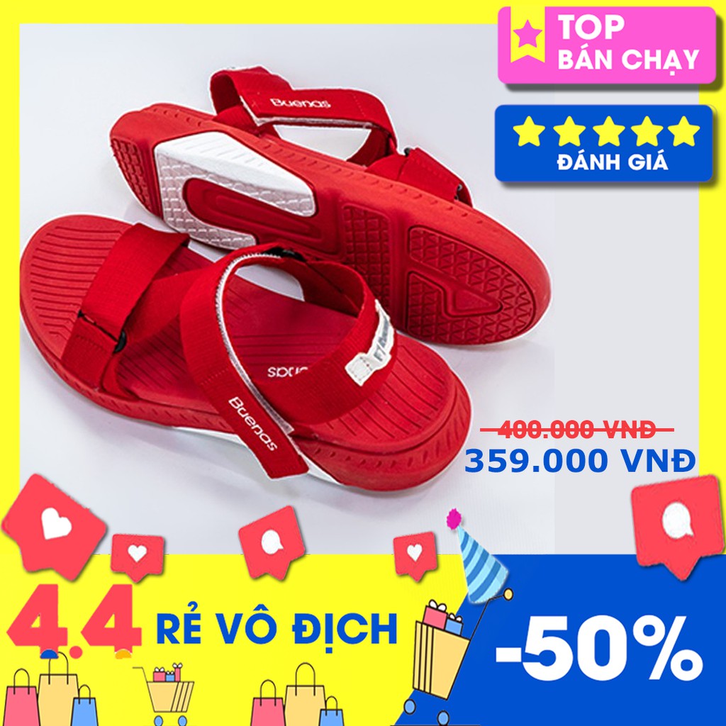 GIÀY SANDAL ĐI HỌC - BUENAS CHÍNH HÃNG F7 ĐỎ SIZE 39, 40, 41, 42, 43 [GIÀY SANDAL NAM NỮ]