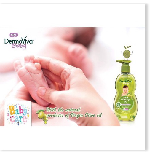 [Mã chiết khấu giá sỉ chính hãng] Dầu mát xa DermoViva chiết xuất Olive cho bé - Dermoviva Baby Olive Massage Oil 200ml