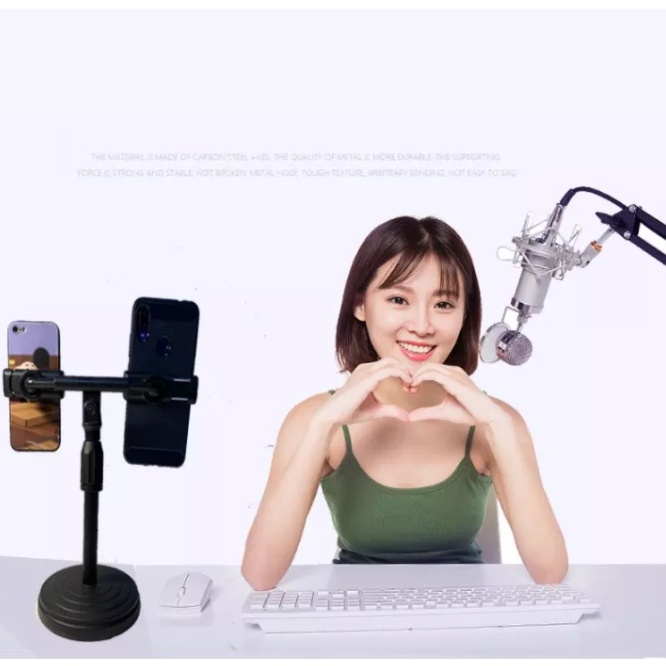 Giá Đỡ Điện Thoại Để Bàn Kẹp 2 Điện Thoại Livestream Xem Video Xoay 360 Độ - #kepdienthoai