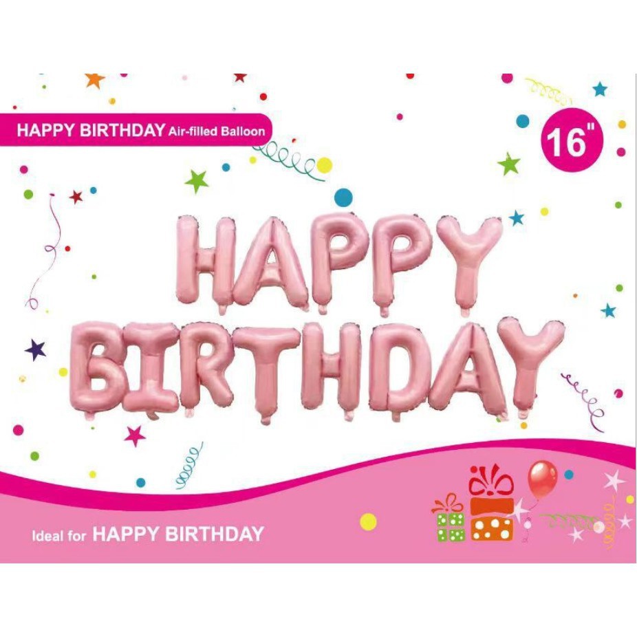 BONG BÓNG CHỮ HAPPY BIRTHDAY  FREESHIP Bộ bong bóng chữ HAPPY BIRTHDAY trang trí sinh nhật size 16inch nhiều màu