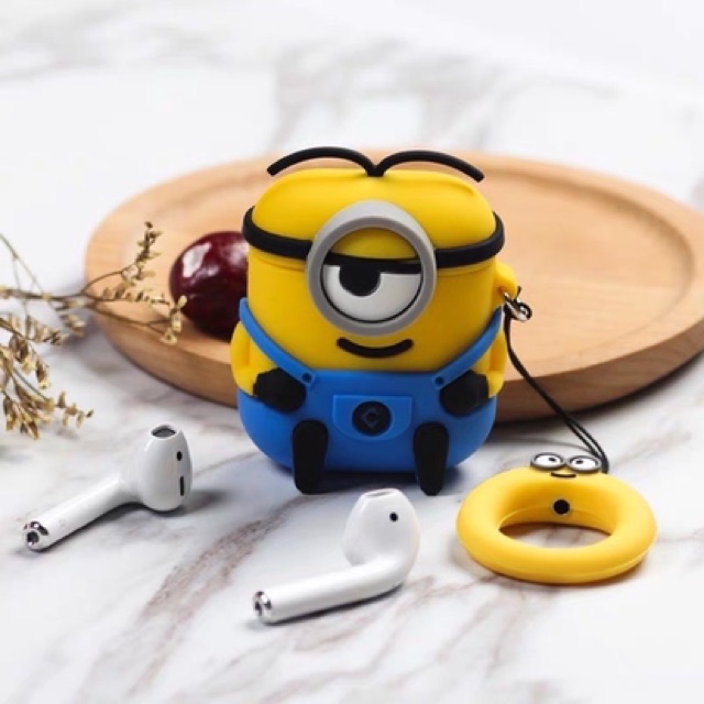 ☘️Tặng kèm móc treo☘️ Case bao airpod 1 2 Minion đựng tai nghe không dây i11 i12 i18 i100 ...