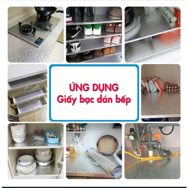 [Chính hãng] Giấy Bạc Dán Nhà Bếp - Cuộn 60CM X 3m  decal giấy dán bếp tráng nhôm cách nhiệtTRÍ TÀI VIỆT NAM