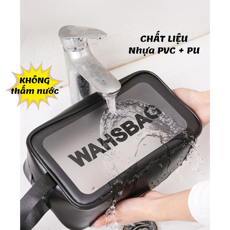 Túi đựng mỹ phẩm đồ du lịch WASHBAG không thấm nước, túi đựng đồ trang điểm trong suốt 3 size tiện lợi