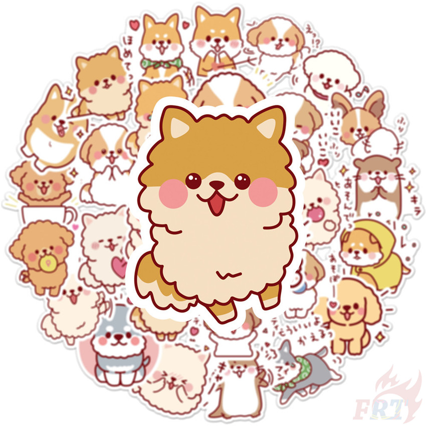 Bộ 50 miếng sticker hình cún lông xù chống thấm dán trang trí DIY xinh xắn