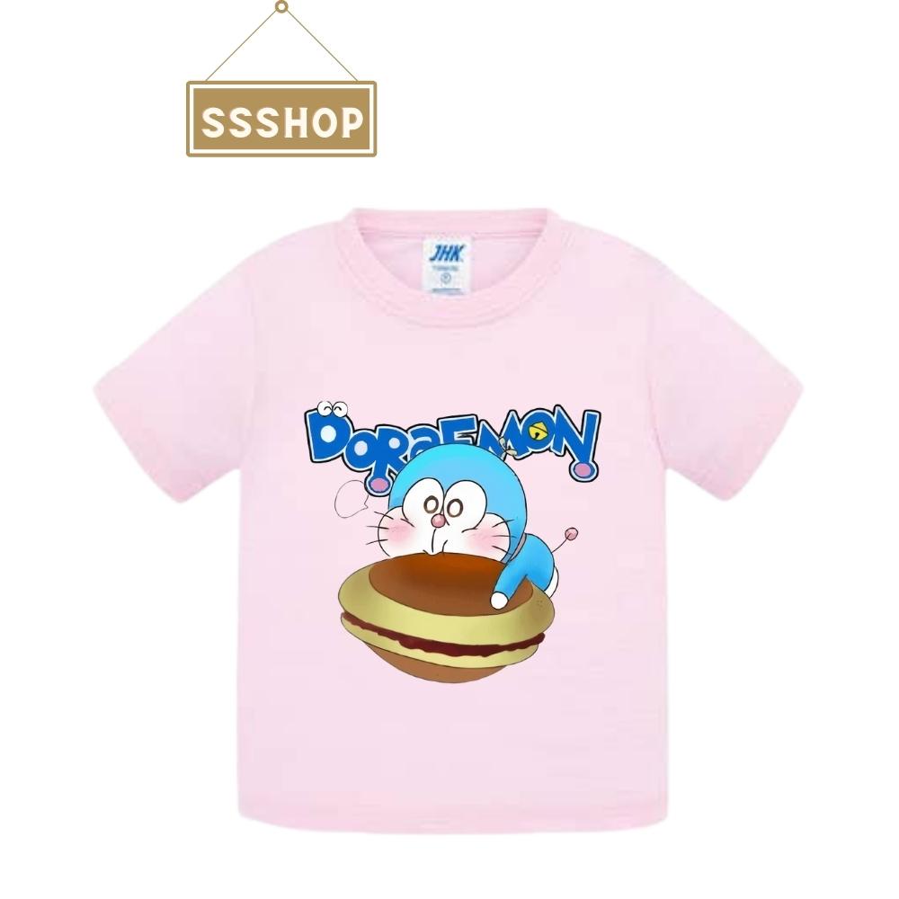 Áo thun trẻ em💖Áo cotton mát mịn họa tiết Doraemon siêu dễ thương cho bé trai và bé gái - SSSHOP 02