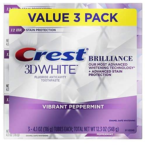 Kem Đánh Răng Crest 3D White Brilliance Vibrant Peppermint Fluoride Anticavity Toothpaste 99GR- 116G nội địa Mỹ
