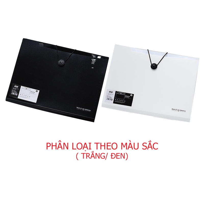 Túi đựng tài liệu tập đựng giấy A4 túi đựng hồ sơ nhiều ngăn [ Black/White ] Yoofun EFF121