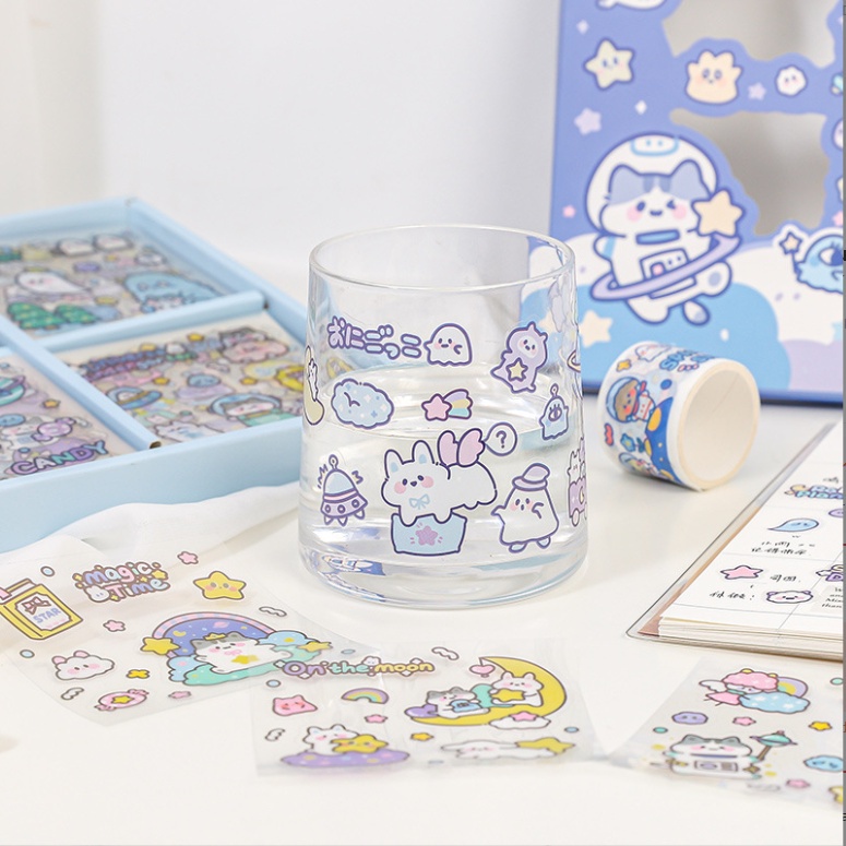 Set 10 tấm sticker dễ thương PET nhiều mẫu tự chọn trang trí sổ tay