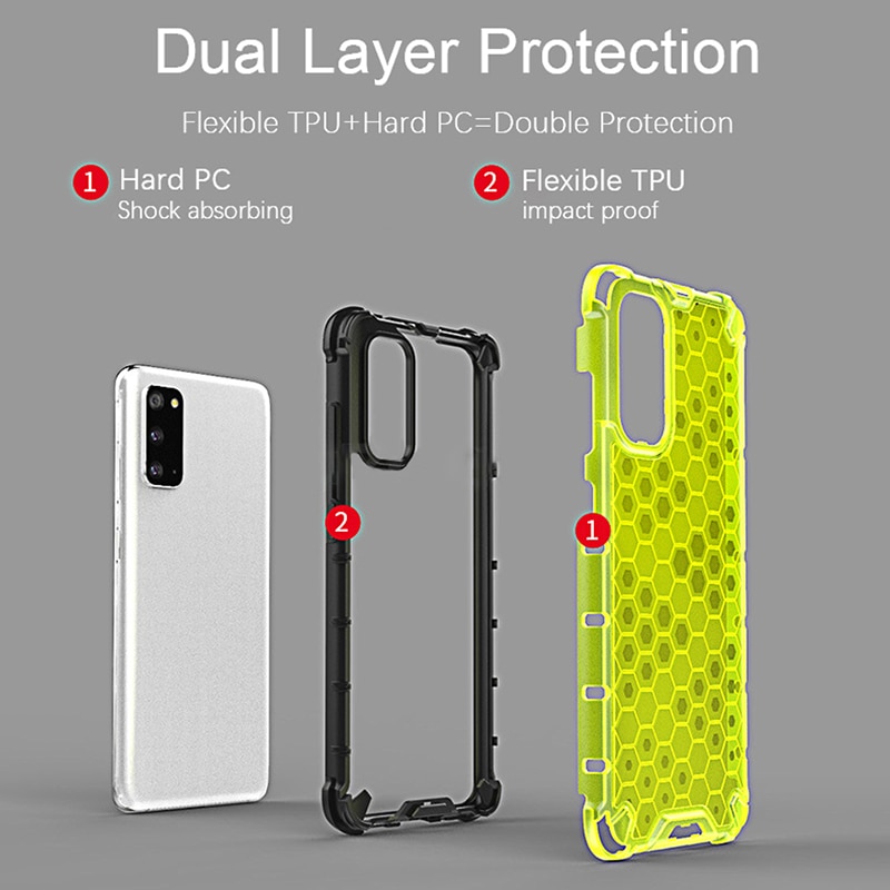 Ốp điện thoại tổ ong trong suốt chống sốc cho Samsung Galaxy A11 A21S A31 A51 A71 M51 Note 10 20 Plus Lite Ultra