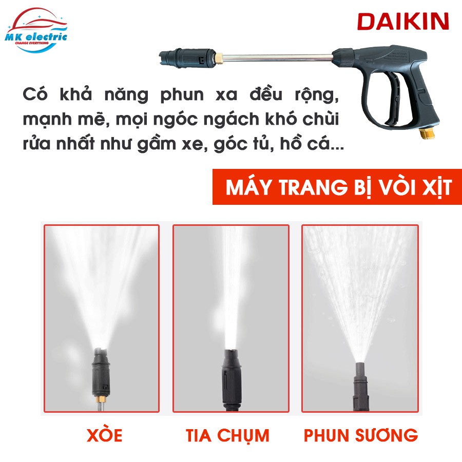 [ BH 24 THÁNG ] Máy rửa xe mini I Máy rửa xe cao áp DAIKIN 2800W DK990A - Có áp chống giật + Chống cháy