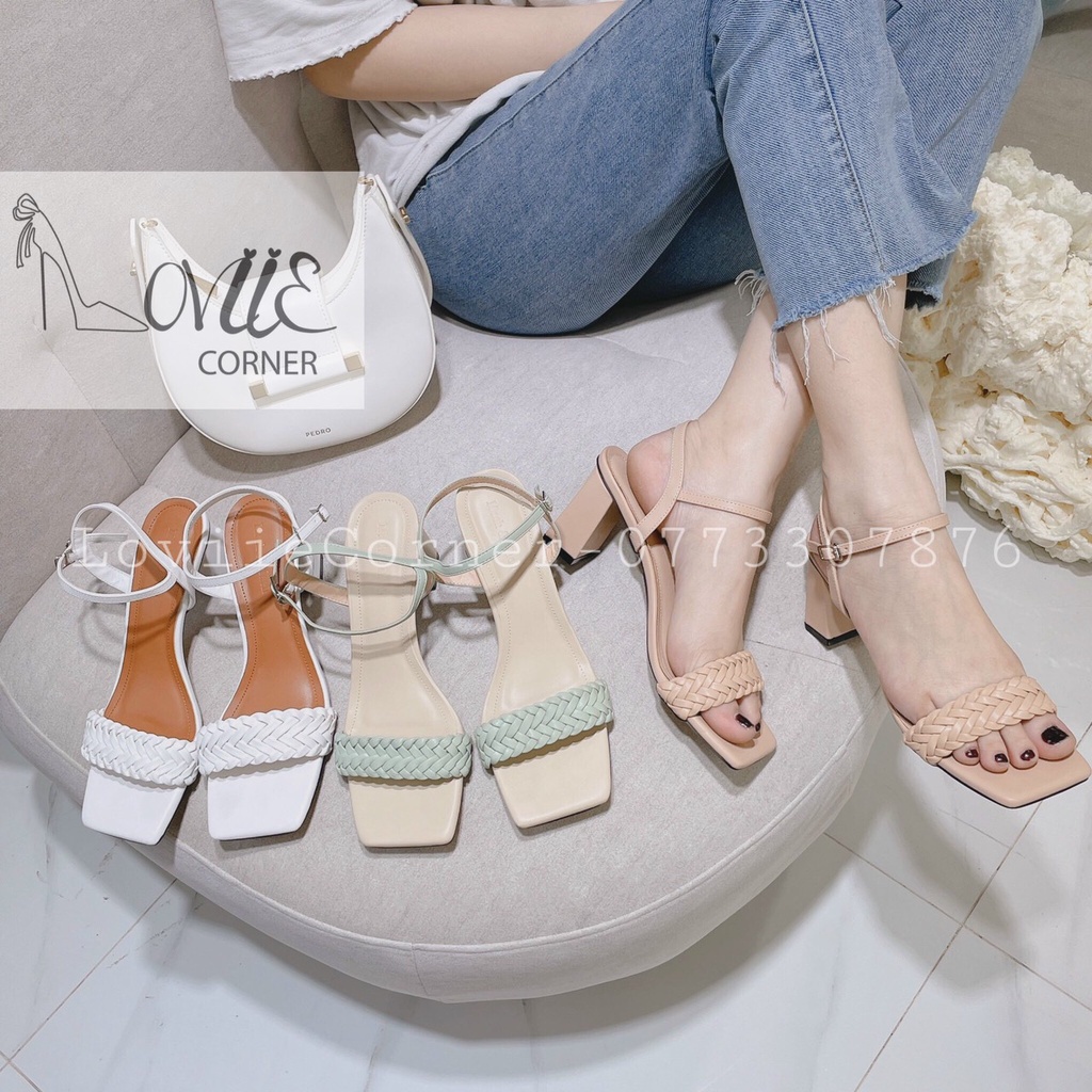 SANDAL CAO GÓT LOVIIECORNER - GIÀY CAO GÓT ĐẾ VUÔNG DẸP THỜI TRANG - SANDAL QUAI MẢNH 9CM CÔNG SỞ G200321 G211213