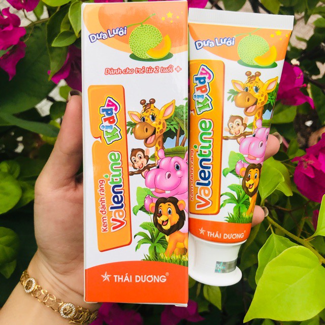Kem đánh răng dành cho trẻ em Valentine Kiddy 100g vị dưa gang, sản phẩm của Sao Thái Dương