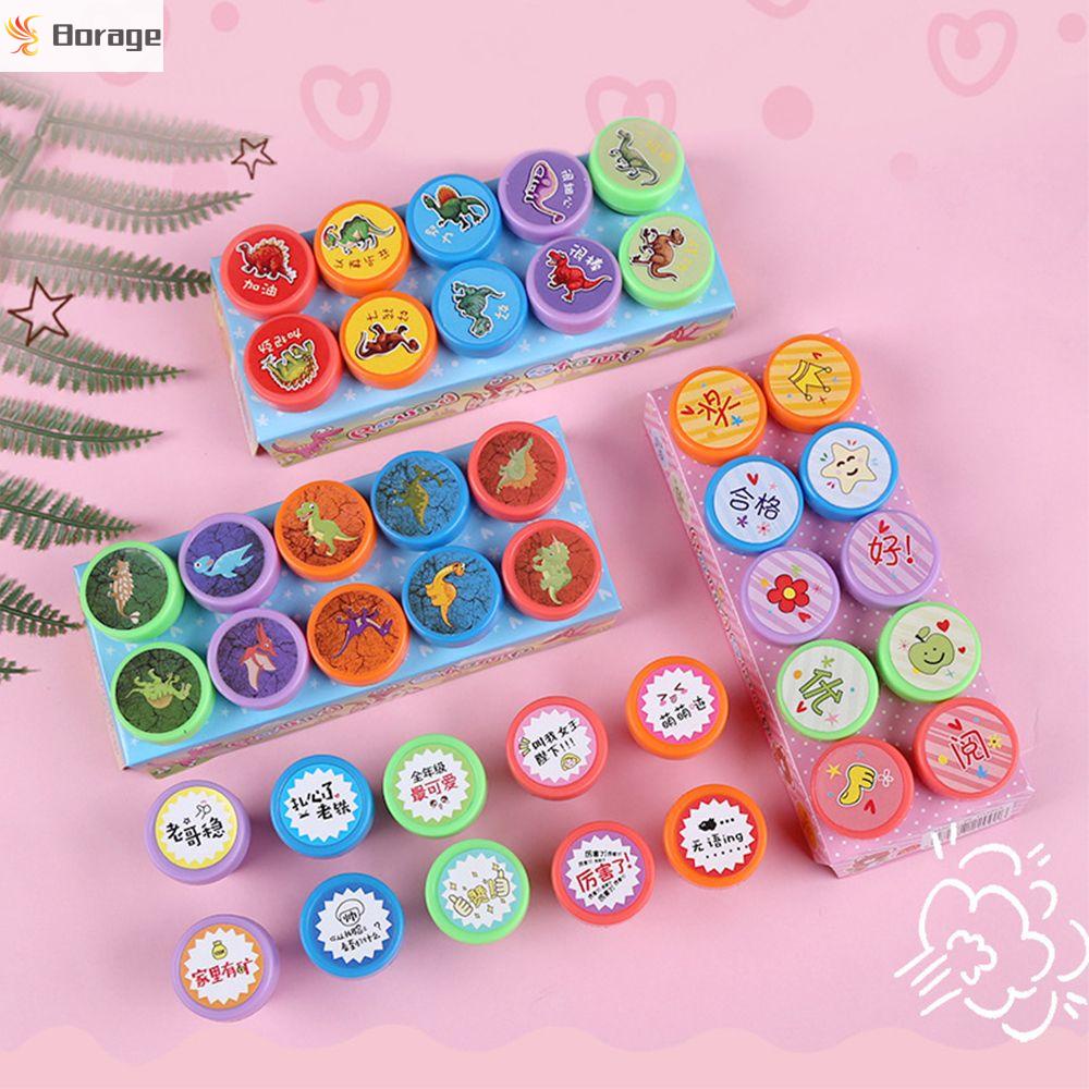 Bộ 10 con dấu họa tiết hình khủng long hoạt hình ngộ nghĩnh