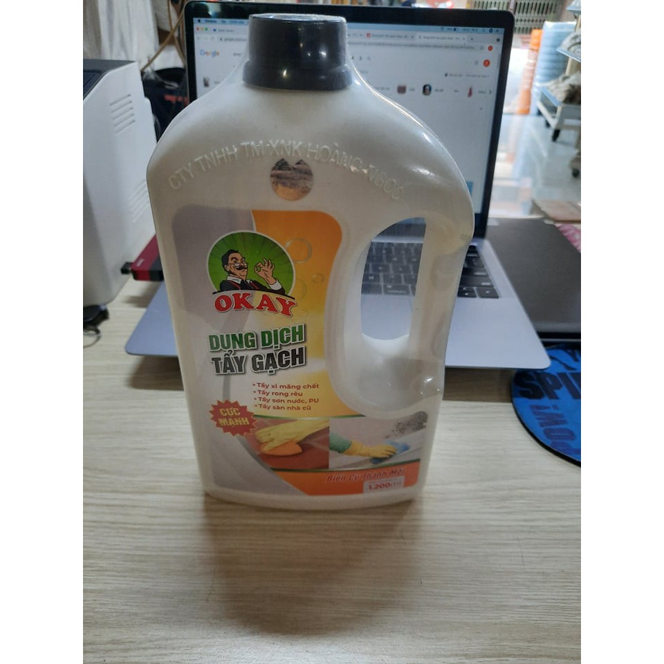 Dung dịch tẩy gạch Okay, tẩy xi măng, sơn nước, pu, rong rêu 1200ml