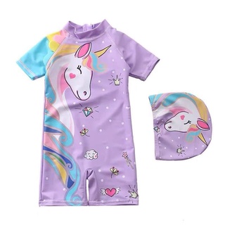 Set đồ bơi bé gái hình kì lân unicorn cầu vồng