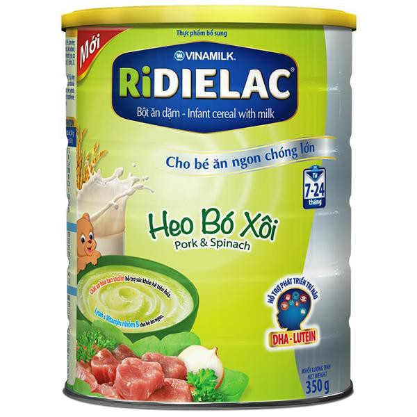 BỘT ĂN DẶM RIDIELAC HEO BÓ XÔI - HỘP THIẾC 350G