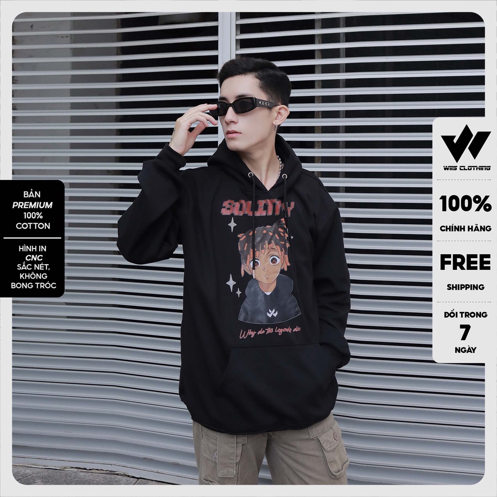 Áo hoodie form rộng WIIS bản Premium unisex nỉ bông SOLYTARY thời trang nam nữ oversize ulzzang