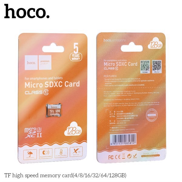 Thẻ Nhớ Micro SD Hoco Class 10 - Tốc Độ 90MB /Giây - 4Gb/8Gb/16Gb/32Gb/64Gb/128Gb Phù hợp Gắn Camera, điện thoại...