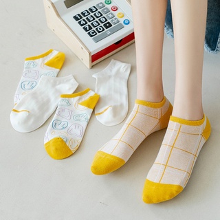 Vớ Cotton Mỏng In Hình Mặt Cười Phong Cách Hàn Nhật Thời Trang Xuân Hè Cho Nữ