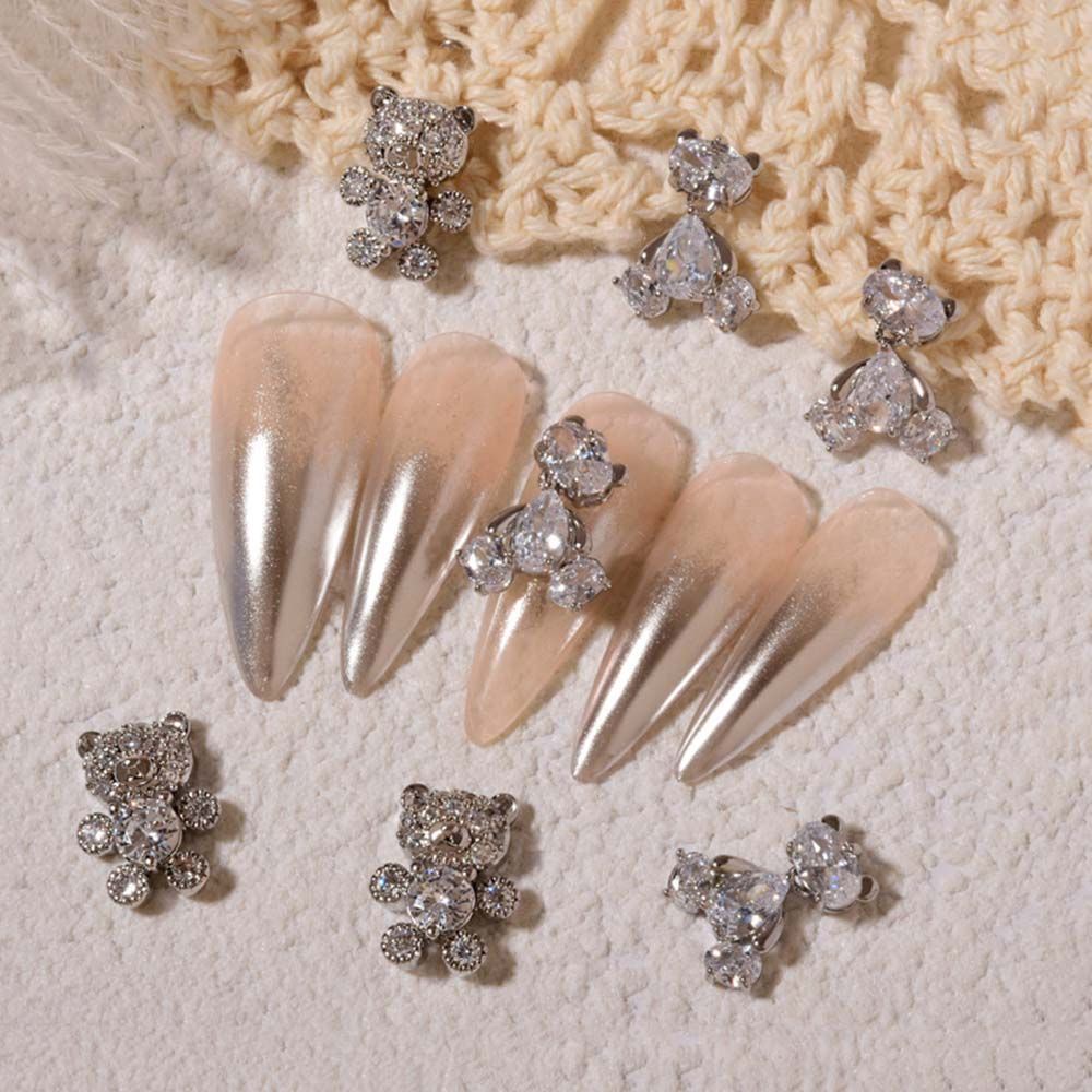 [Hàng mới về] Hạt phụ kiện trang trí móng tay nghệ thuật hình gấu lấp lánh bằng hợp kim kiểu Nhật Bản sang trọng
