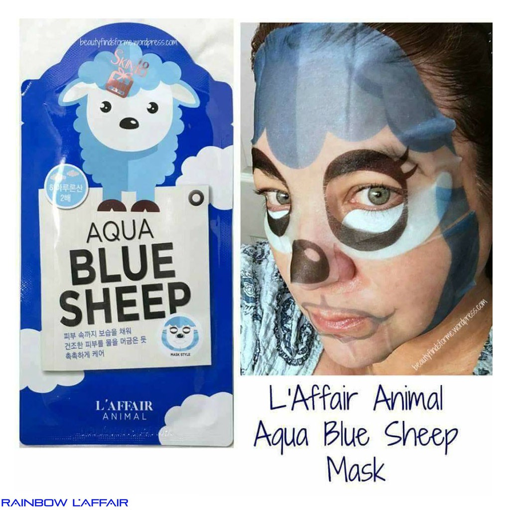 Hộp 10 mặt nạ dưỡng ẩm - chống lão hóa Rainbow Laffair Aqua Blue Sheep (10 miếng x 25 ml)