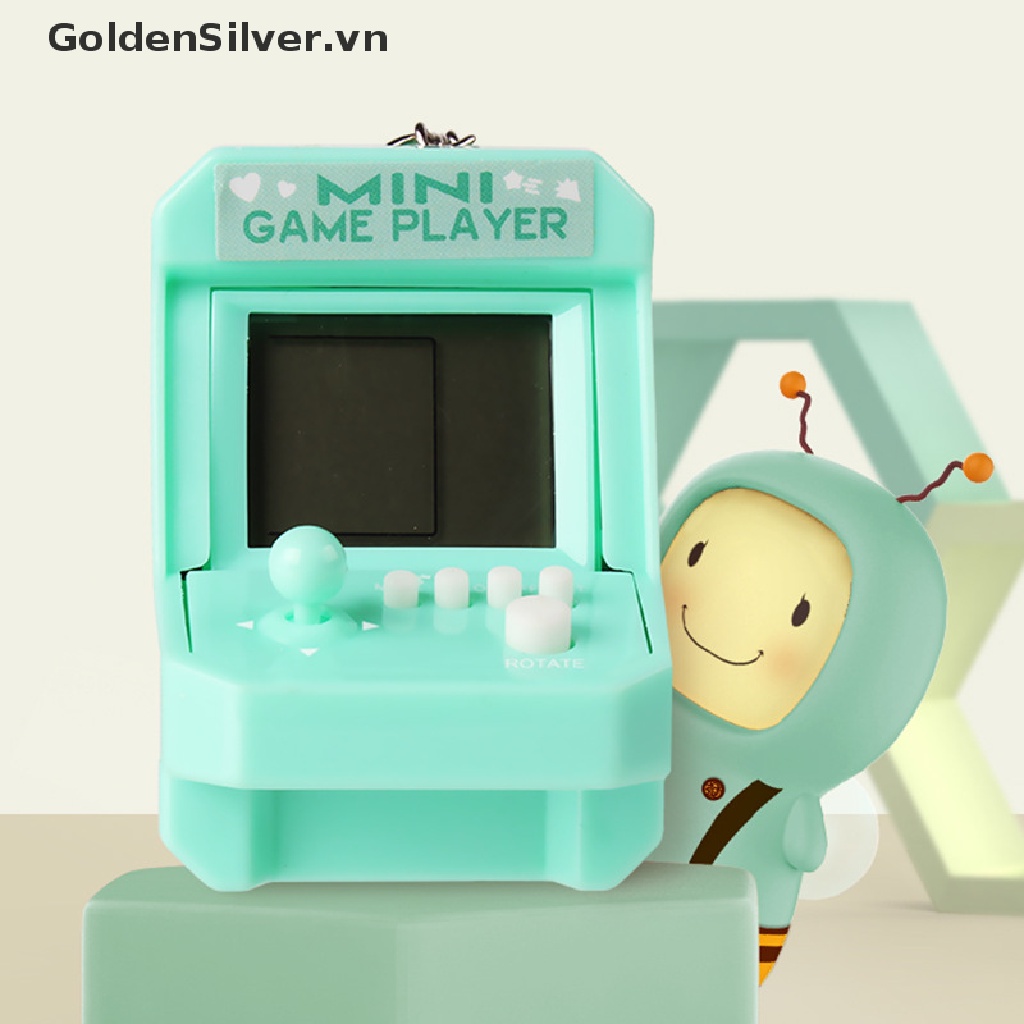 Máy Chơi Game Cầm Tay Mini Màu Vàng Bạc Kèm Móc Khóa Cho Bé