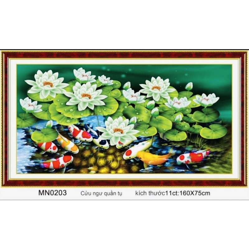 Tranh Thêu Kín Cửu Ngư Quần Hội Mn0202,Mn0203