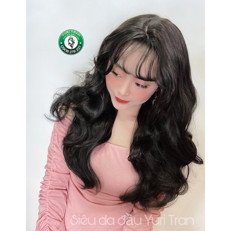 TÓC GIẢ SIÊU DA ĐẦU FRONT LACE YURI TRAN - DÁNG TÓC XOĂN SÓNG BỒNG ĐEN TỰ NHIÊN MÁI LƯA THƯA RÂU BAY SIÊU ĐẸP NHÀ YURI