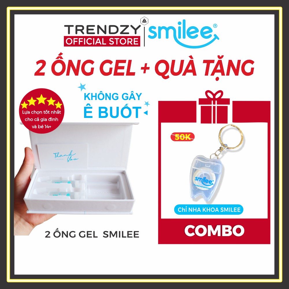 Bộ 2 Gel làm trắng răng tại nhà Smilee | Tẩy trắng răng tại nhà an toàn | Chứng nhận ISO:22716 | Nhập khẩu USA