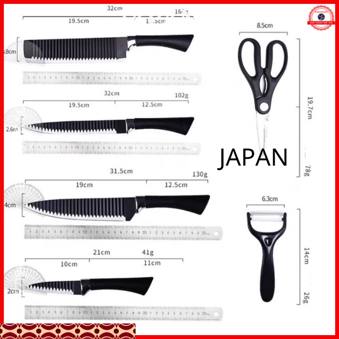 Bộ dao nhà bếp cao cấp 6 món  ASAKH nội địa JAPAN bằng hợp kim không gỉ