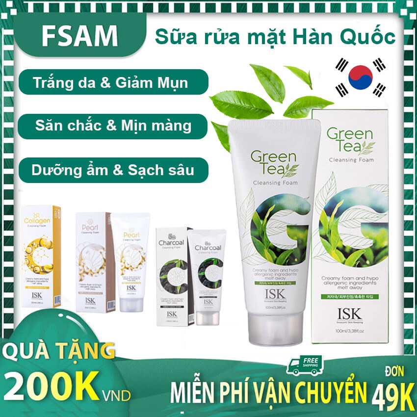 Sữa Rửa Mặt Trắng Da, Giảm Mụn Cho Da Dầu, Nhạy Cảm, Khô, Hỗn Hợp,.. Sạch Sâu, Dưỡng Ẩm, Dịu Nhẹ, Thành Phần Trà Xanh, T