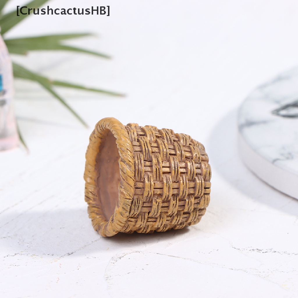 [CrushcactusHB] 2 Giỏ Mây Dệt Tay Mini Khung Đựng Thực Phẩm Trang Trí Nhà Búp Bê 1 / 12