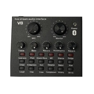 Thiết bị thu âm di động, sound card V8 bluetooth