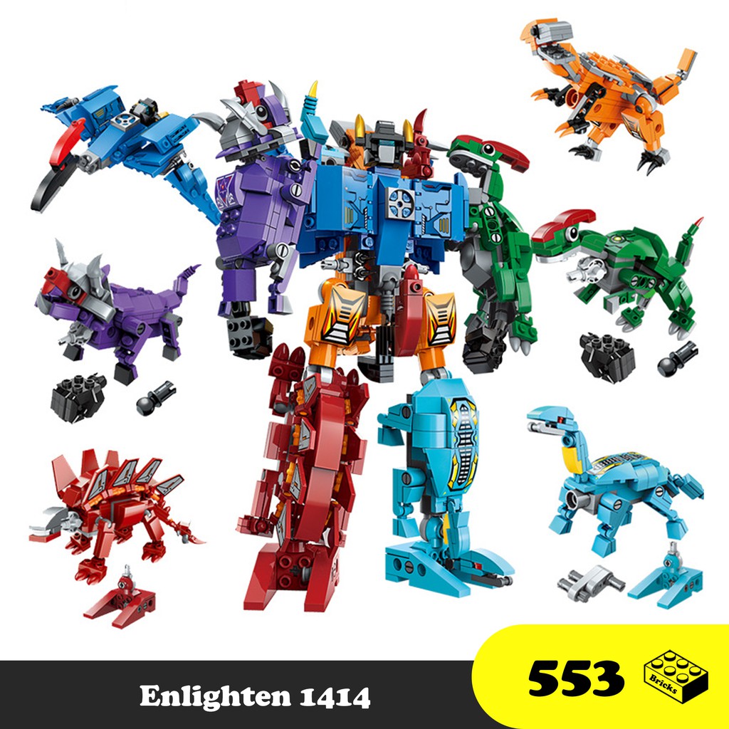 Đồ chơi lắp ráp Robot Khủng Long 6 trong 1 - Robot Transformer Enlighten 1414 - Đồ chơi trí tuệ 500+ mảnh ghép