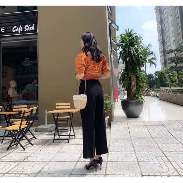 Quần Suông Vintex 💖𝑭𝑹𝑬𝑬𝑺𝑯𝑰𝑷💖Quần Culottes Quần Ống Suông Rộng Cạp Cao 2 Màu Đen Kem | BigBuy360 - bigbuy360.vn