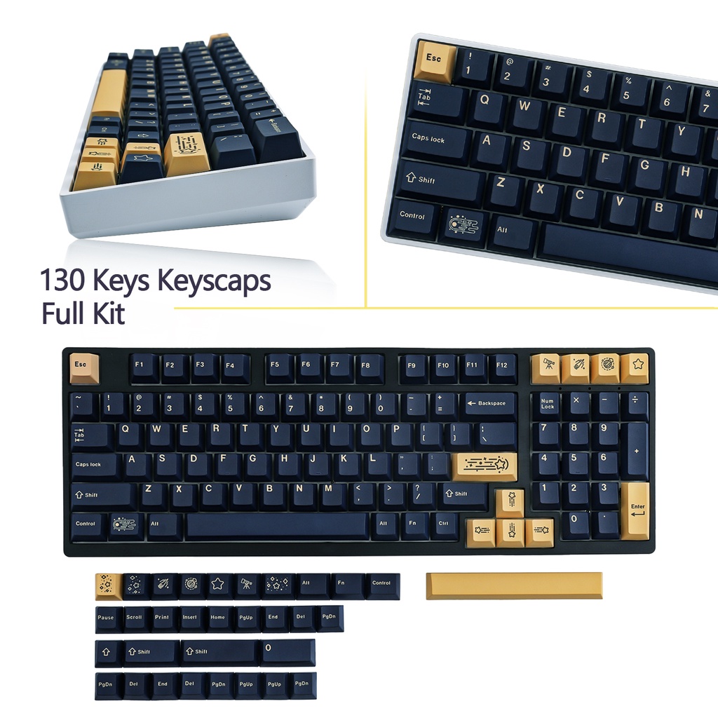 GMK Stargazing Keycaps, 129 phím PBT Keycaps Cherry Profile DYE-SUB Cá nhân hóa GMK Keycaps cho bàn phím cơ