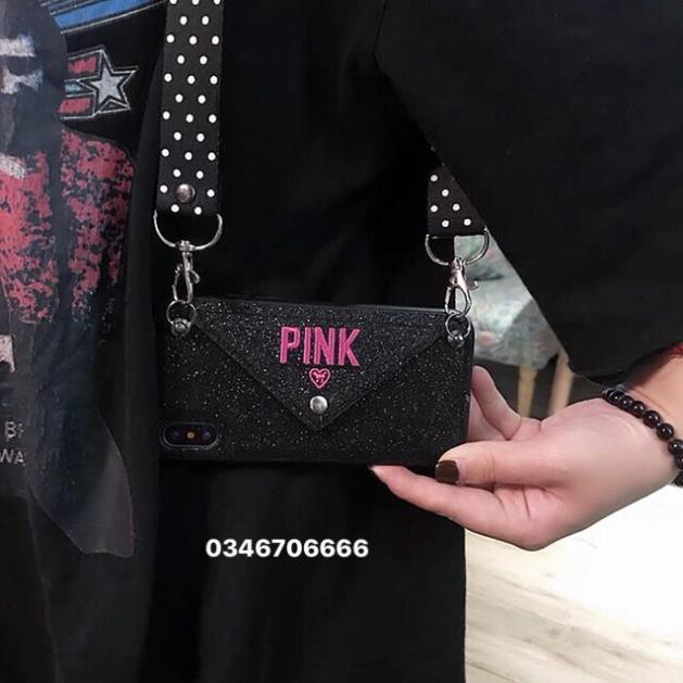 Ốp ví lưng nhũ kim tuyến PINK ip6/6 p/7/7 p/X/XSMax 💎