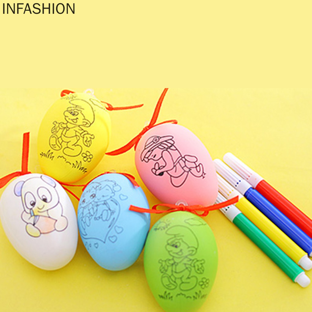 Set 4 Trứng Nhựa Kèm 4 Bút Màu Cho Bé