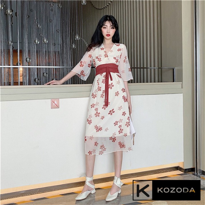 Đầm ulzzang Váy voan kiểu Nhật thiết kế dài công chúa có lớp lót vải  xòe xếp ly đẹp Kozoda M39