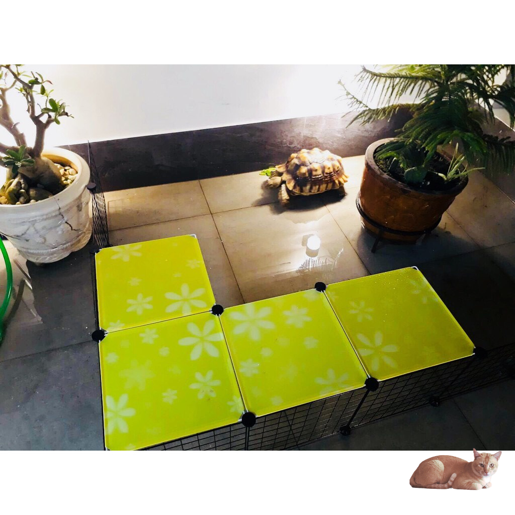 (45*105*70 cm Có nắp Lồng+ Cửa Sắt) 16 miếng lưới sắt ghép hàng rào chuồng quây chó mèo thỏ