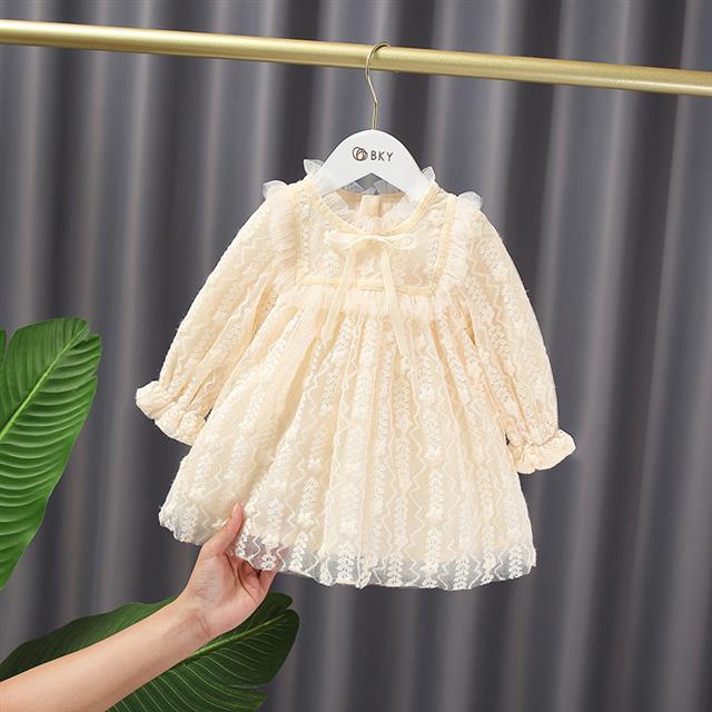 Đầm Phối Ren Màu Trơn Phong Cách Châu Âu Cho Bé Gái E2131