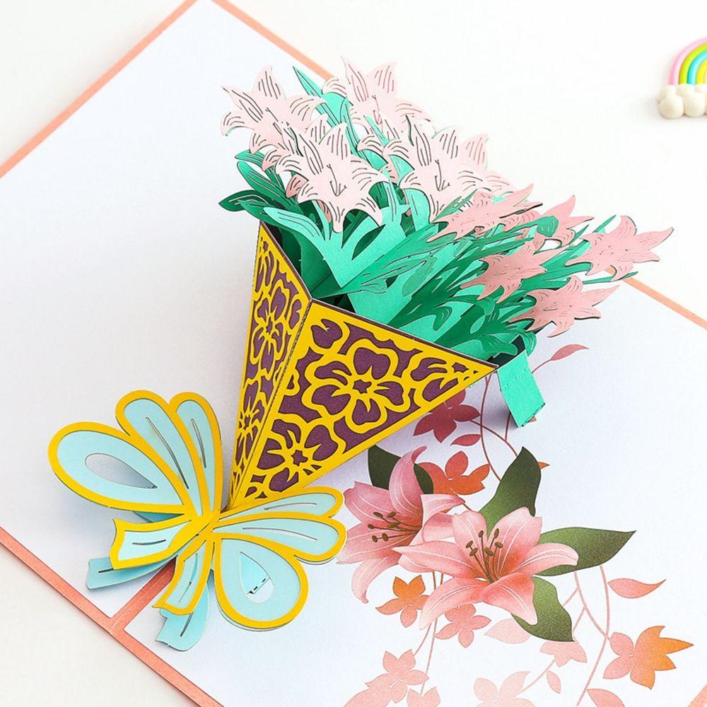 ELEGANT Thiệp Giáng Sinh / Sinh Nhật / Đám Cưới Thủ Công Hình Hoa Cỏ 3D
