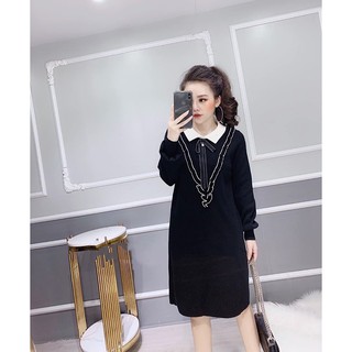 Váy len suông cổ bèo