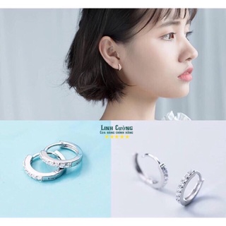 KHOEN TAI TRÒN MẶT ĐÁ NHỎ XINH - BÔNG TAI NỮ BẠC TA